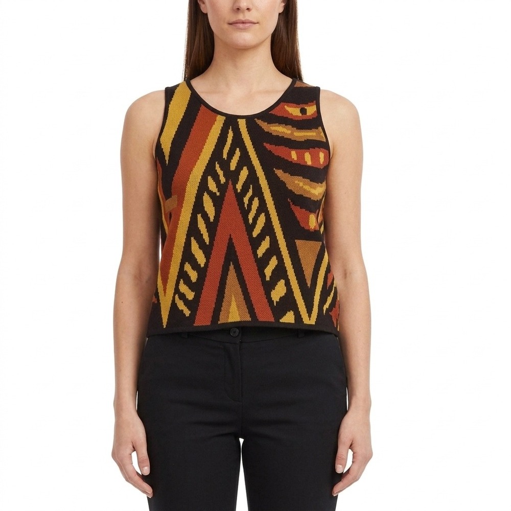 Vintage 90s Anne Pinkerton Sweater Tank‎ Women M Geometric Tribal Bold Maximal